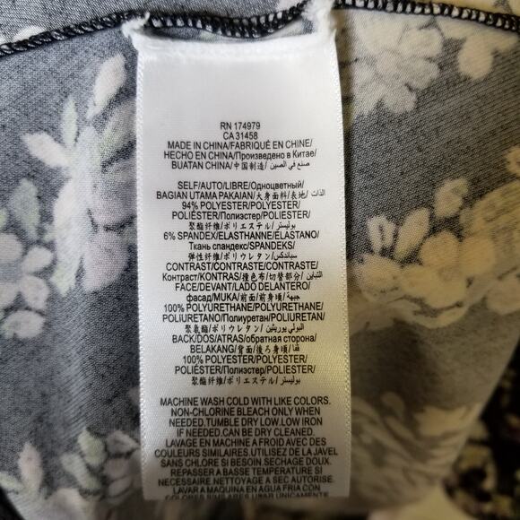 BCBGMaxAzria Floral Shift Dress Faux Leather Trim - Picture 6 of 9